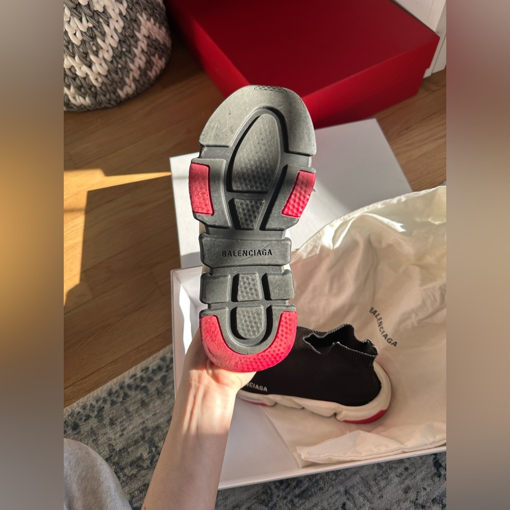 Balenciaga speed shoes. Size 38 EU. (Size 7.5 US) Black white and pink. - Picture 4 of 16